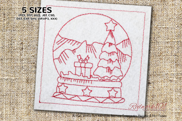 Review: Christmas Tree in SnowGlobe Redwork for Merch