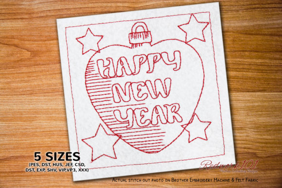 Review: Happy New Year with Heart Design Redwork