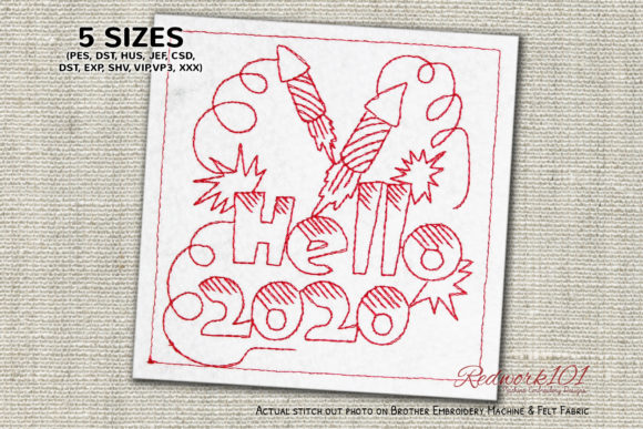 Reviewing Hello 2020 Firework Redwork for Craft Fairs